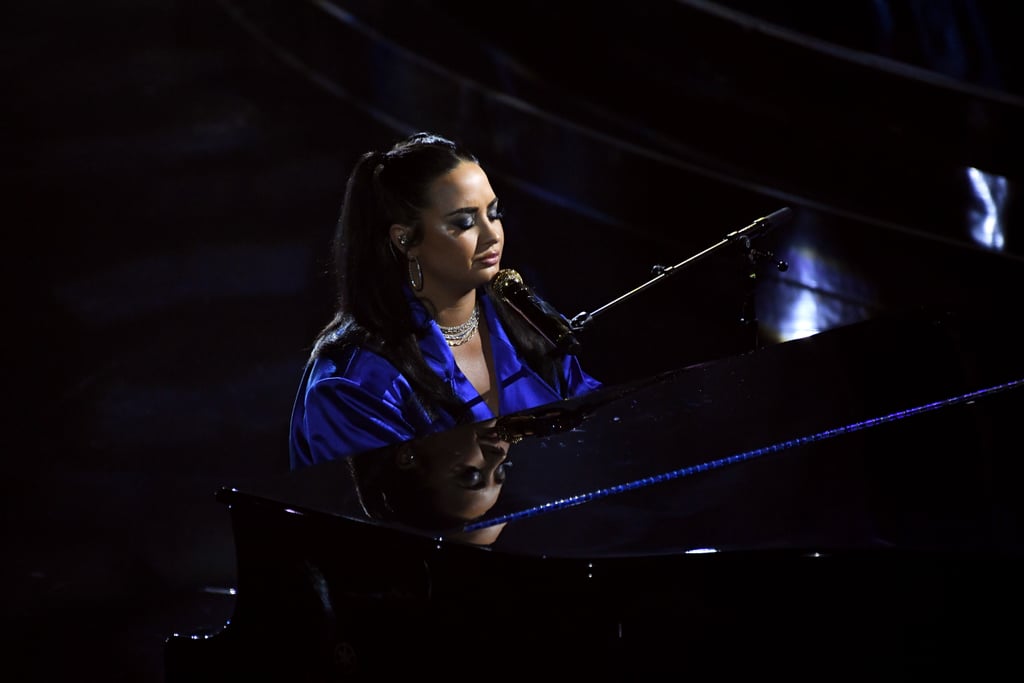 Demi Lovato Purple Suit at Billboard Music Awards 2020