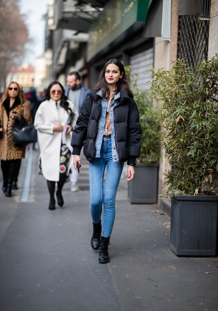 Winter Outfit Idea: A Classic Puffer and Denim on Denim