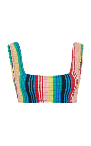 Diane von Furstenberg Smocked Striped Bikini Top
