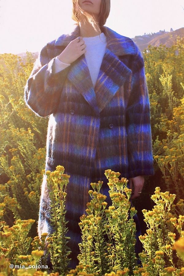 Oversized plaid wool coat Clearance