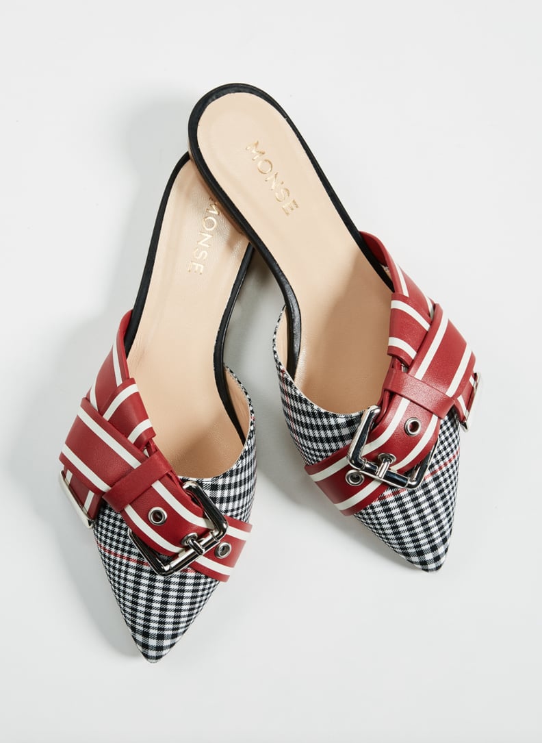 Monse Glen Plaid Racing Stripe Mules