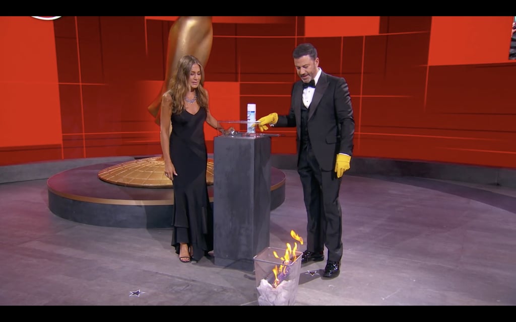 Jennifer Aniston and Jimmy Kimmel at the 2020 Emmys