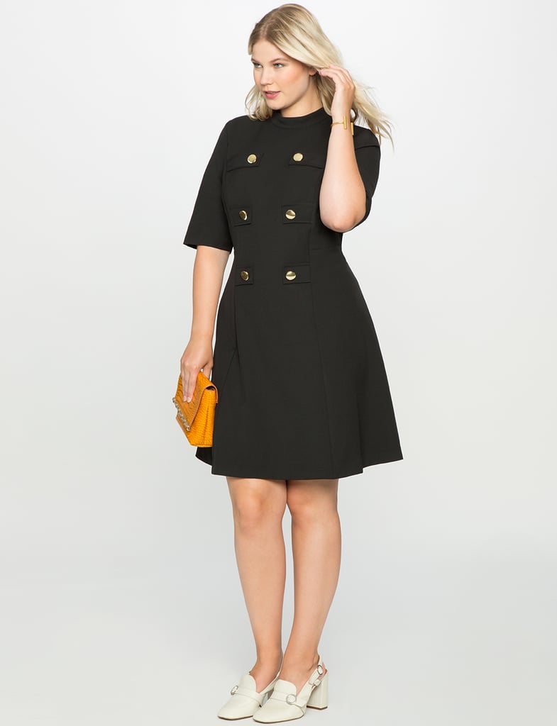 Eloquii Mock Neck Military Dress with Sleeves