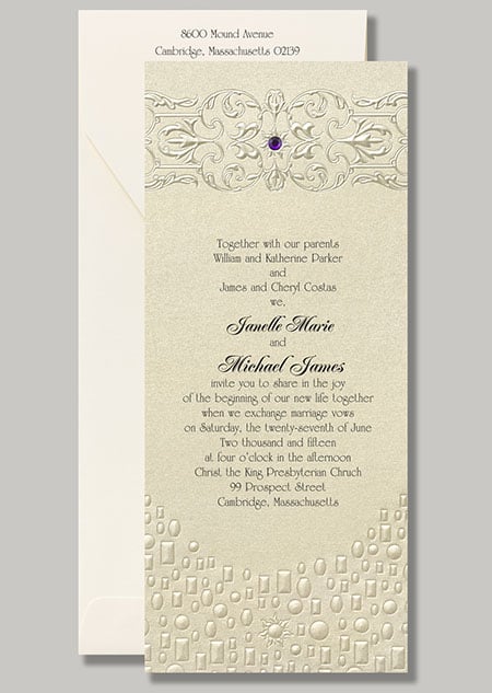 A pop of purple and embossed lanterns give this Rapunzel stationery, "Flowing Artistry," its Tangled flair.