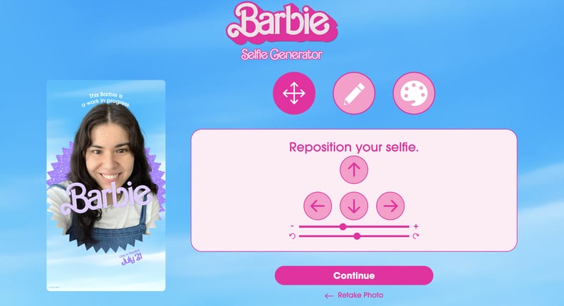 "Barbie" Selfie Generator Step 3: Reposition Your Selfie