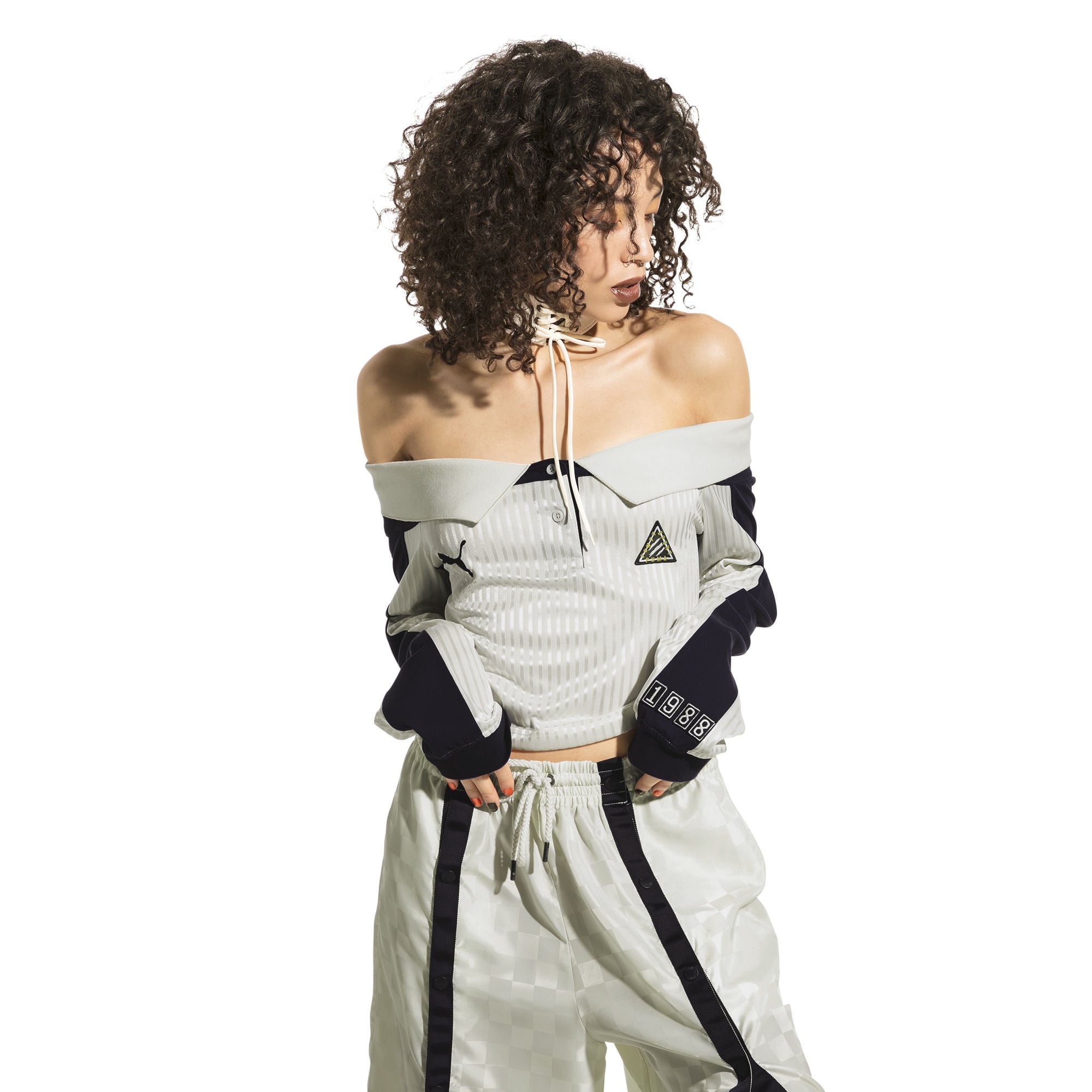 puma x fenty off the shoulder collared jersey