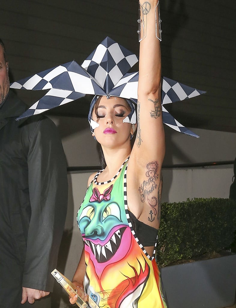 Lady Gaga's "Mother Monster" tattoo was on display in Manchester, England, on Wednesday.