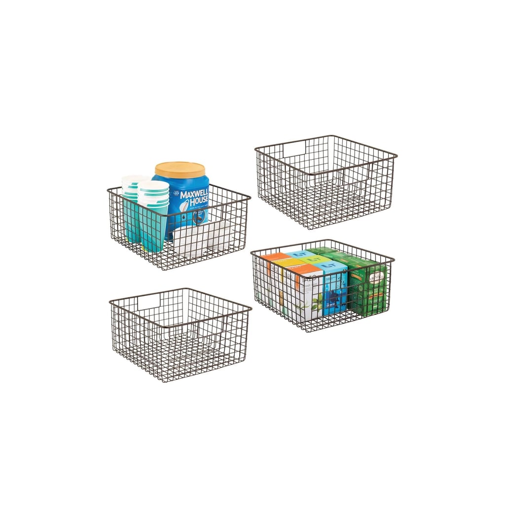 mDesign Metal Wire Food Storage Organiser Bins