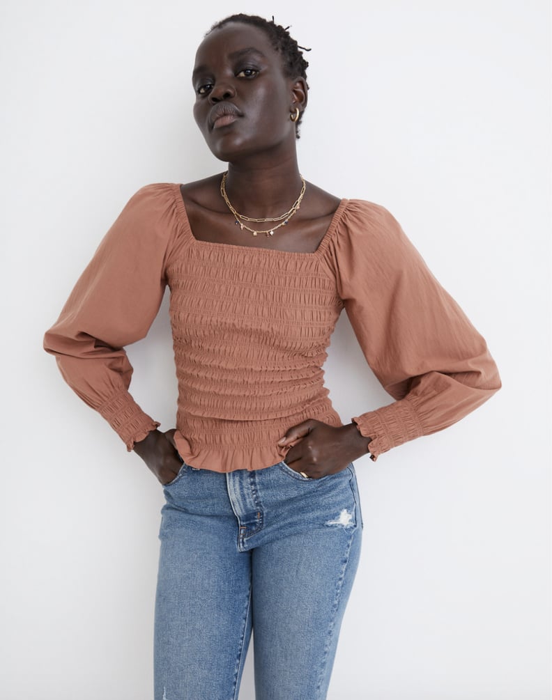 A Going-Out Top: Madewell Lucie Bubble-Sleeve Smocked Top