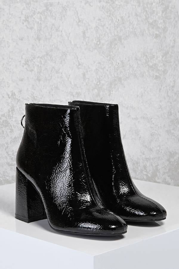 Forever 21 Faux Patent Leather Ankle Boots