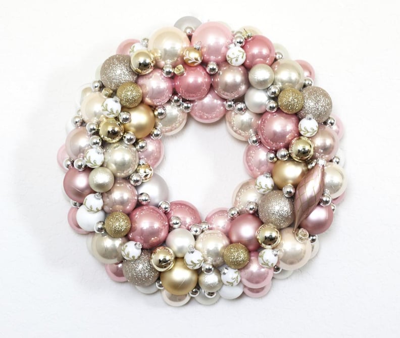 Pink and Gold Ornament Christmas Wreath
