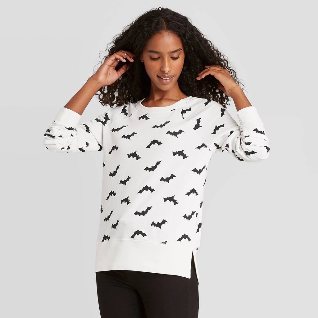 Halloween Bat Graphic Pullover Sweatshirt