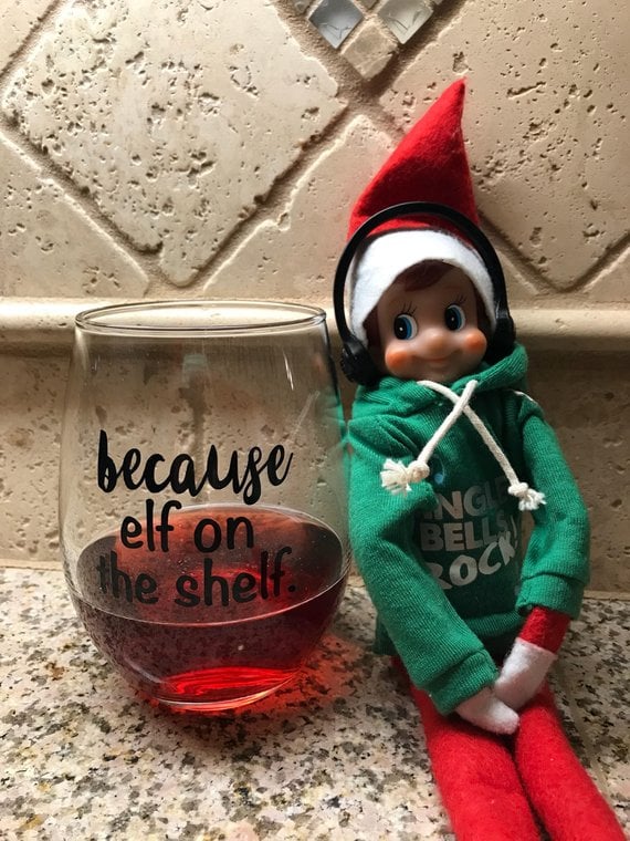 Elf on the Shelf Wine Glass