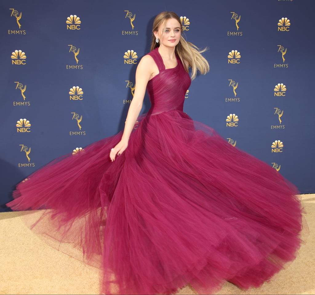 Joey King Wearing a Maroon Ball Gown in 2018