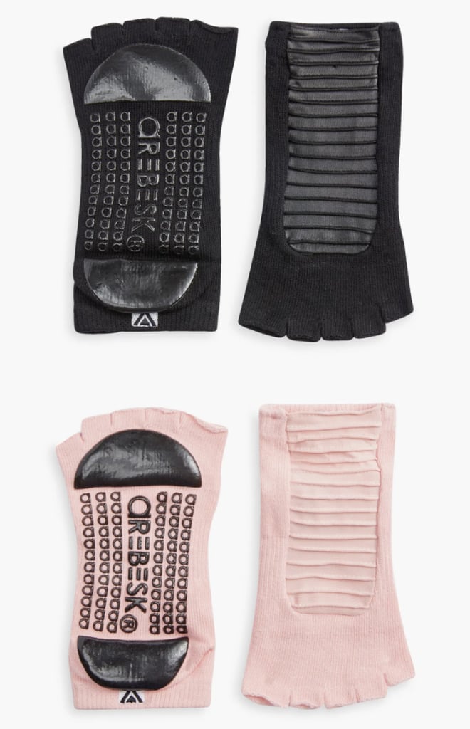 Arebesk Moto Assorted 2-Pack ($38)
If you're looking for a pair of toe socks for Pilates, Peloton instructor Robin Arzón recommends this pair from Arebesk. They feature no-slip pads to ensure a firm grip as you move.