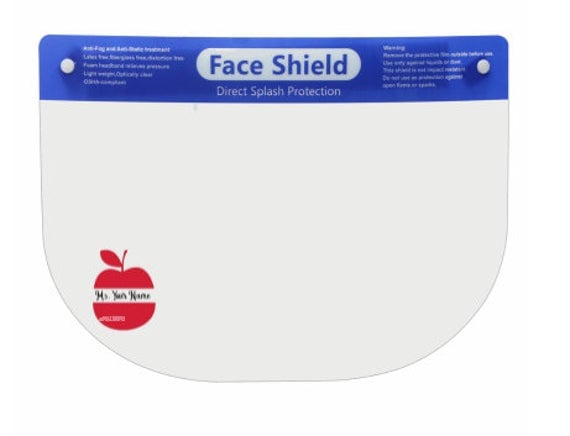 Teacher Name With Apple Cut Out, Face Splatter Shield Decal