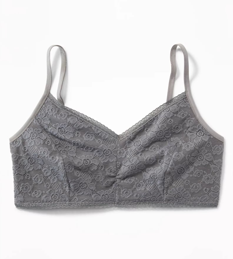 Honey Vegas Cotton & Lace Bralette, Grey Marle - Bras