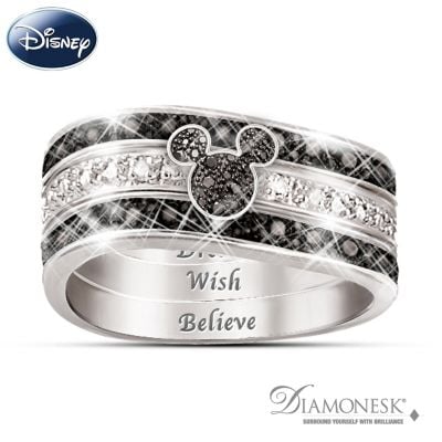 Mickey Mouse "Hidden Message" Three Band Engraved Ring