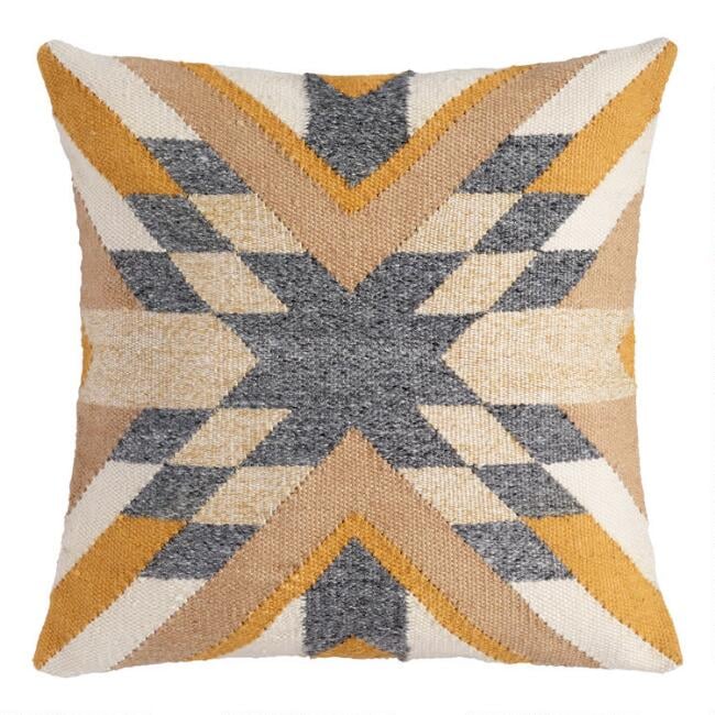 Block Stitched Southwest Indoor Outdoor Throw Pillow