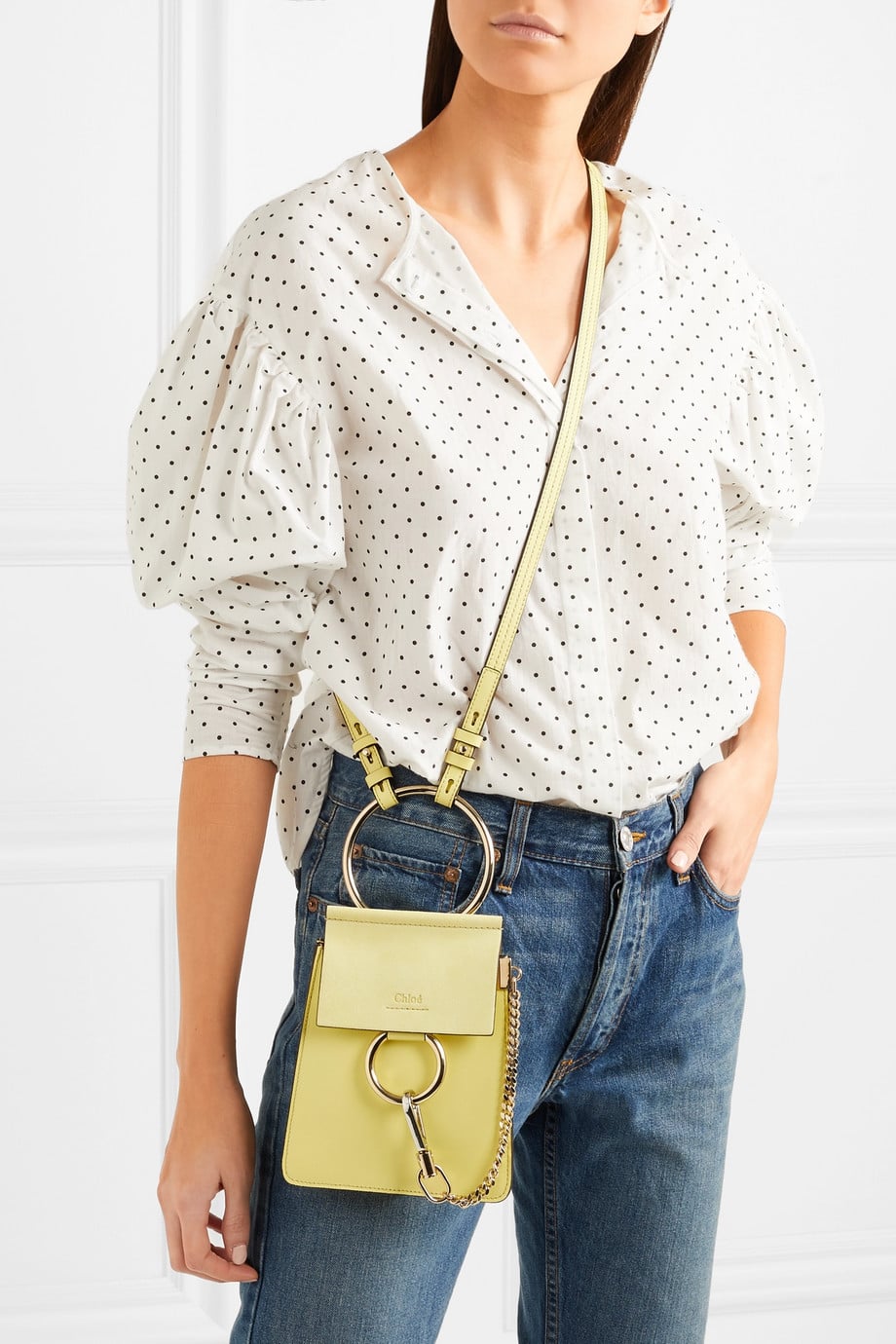 Faye small leather hot sale and suede shoulder bag