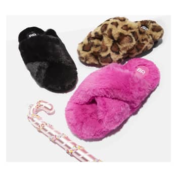Sophie criss cross cheap plush bedroom slipper