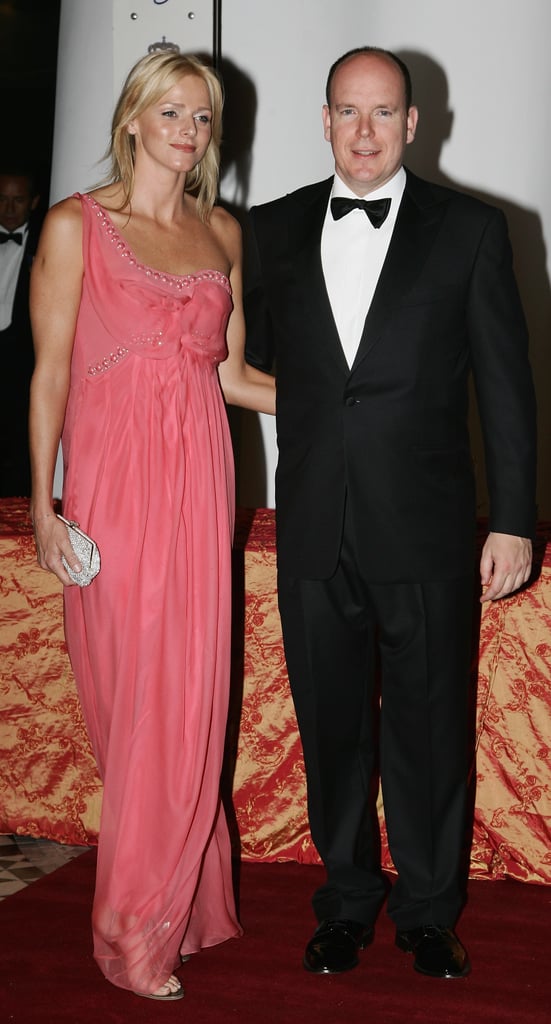Looking fresh-faced, Princess Charlene posed for pictures alongside Prince Albert at the gala dinner of the Monaco Formula One Grand Prix in May 2007.