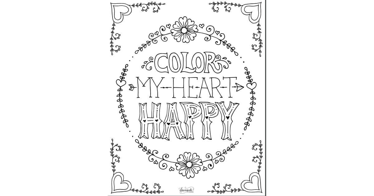 "Color My Heart Happy" | Free Coloring Book Printables | POPSUGAR Smart ...