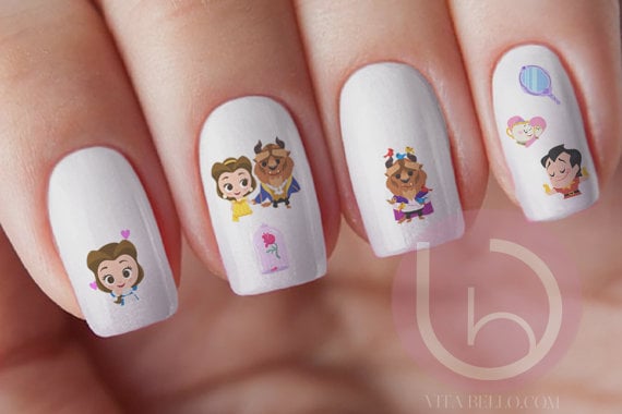 Beauty and The Beast Nail Decal, 40 pc decal set