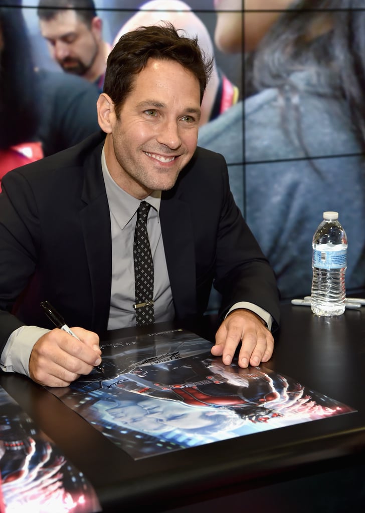 Paul Rudd showed off his boyish grin at Marvel's Ant-Man booth on Saturday.