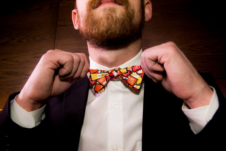 Even the groom's bow tie is a nod to their many sauces.