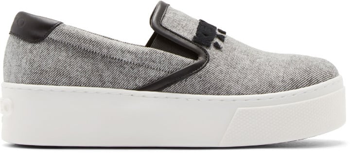 Kenzo Grey Denim Slip-On Platform Sneakers ($300)