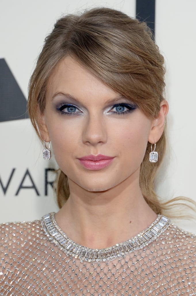 From our all-angles post of Taylor Swift's Grammys look, the most popular shot was this front view. Maybe our Pinterest fans loved the silver eye makeup best?