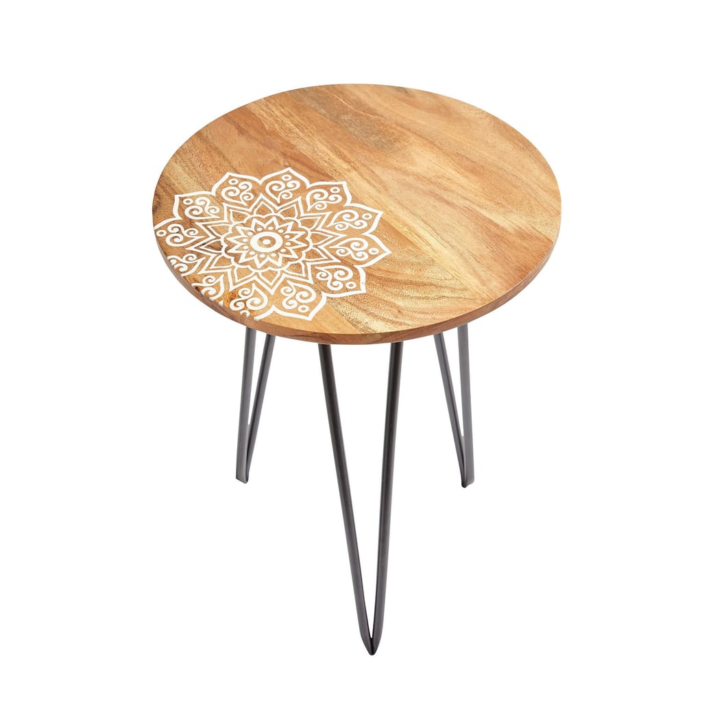Etched Floral Accent Table