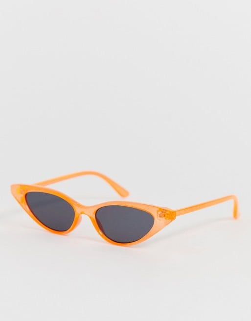 Boohoo Purple Winged Skinny Cat-Eye Sunglasses