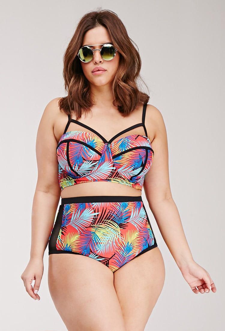 Forever 21 Botanical Print Paneled Swimsuit