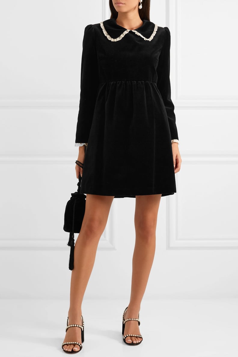 Paul & Joe Lace-Trimmed Velvet Mini Dress