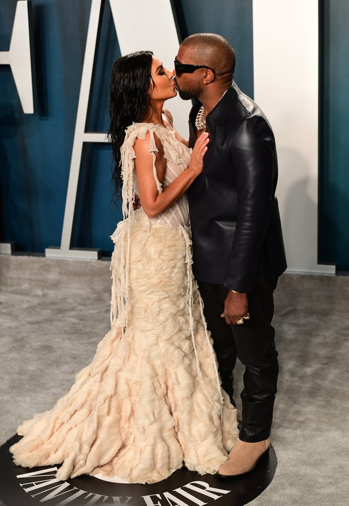 Kim Kardashian and Kanye West at the Vanity Fair Oscars Afterparty 2020