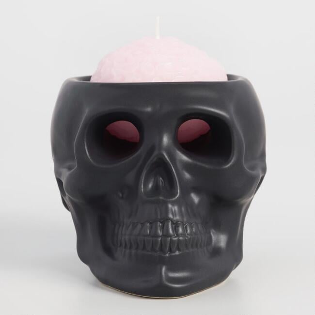Skull Candleholder with Brain Candle ($13)