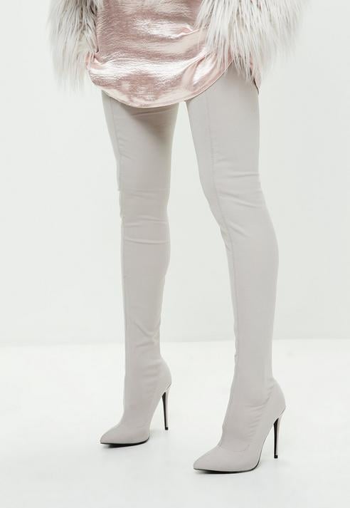 Missguided Gray Thigh-High Boots