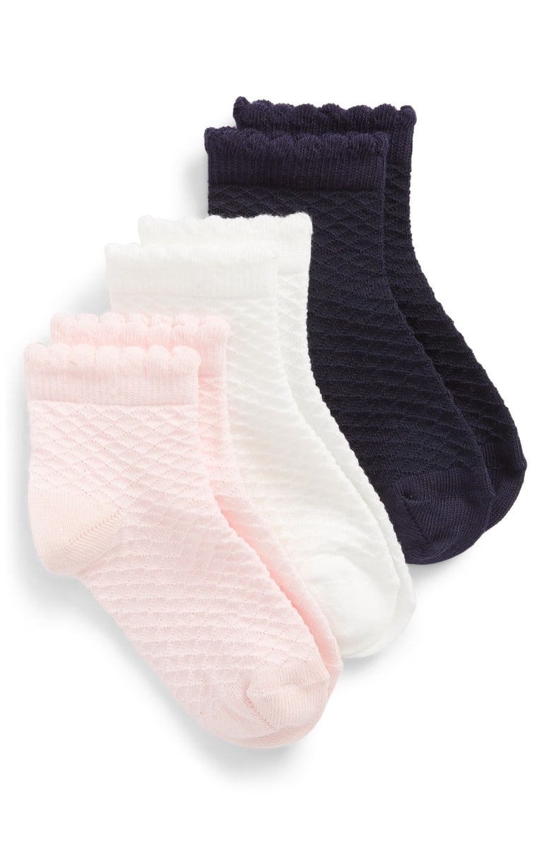 Ruby & Bloom 3-Pack Diamond Pointelle Ankle Socks