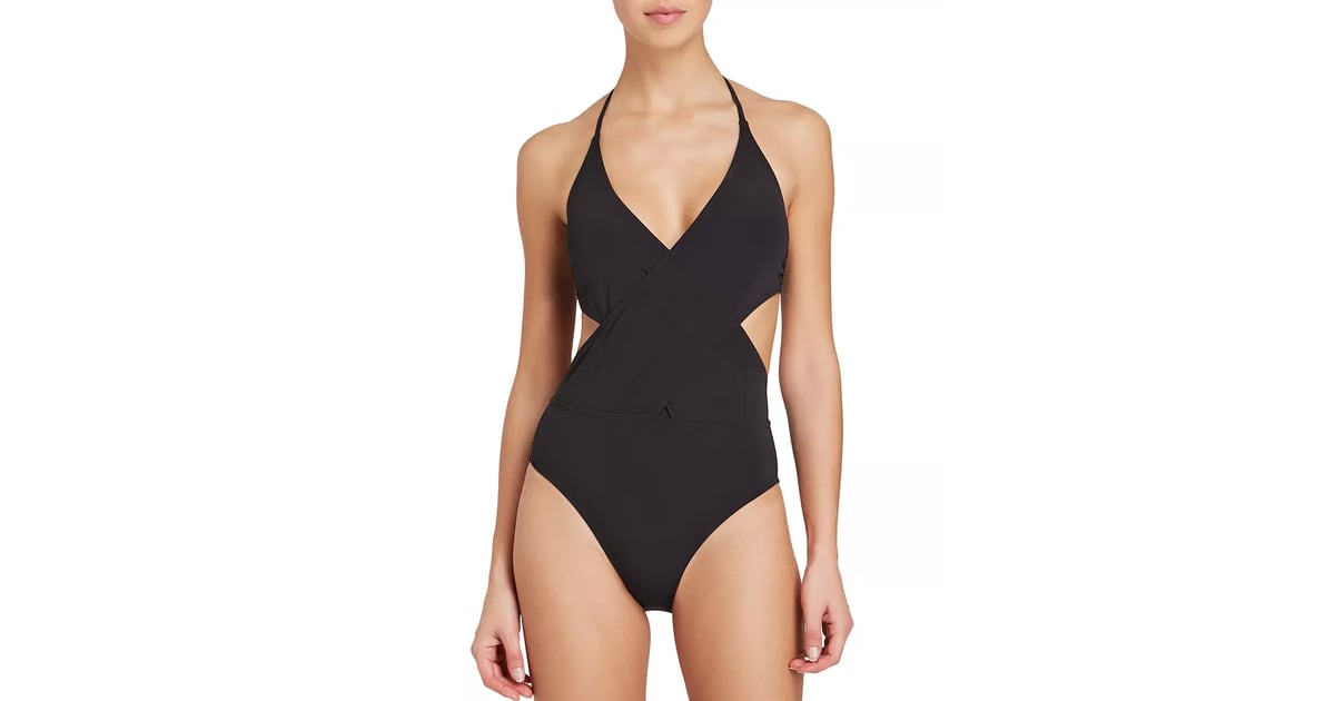 Tory Burch Solid Wrap One Piece Swimsuit Women | 49 Belly-Flattering  Swimsuits We're Shopping This Season | POPSUGAR Family Photo 22