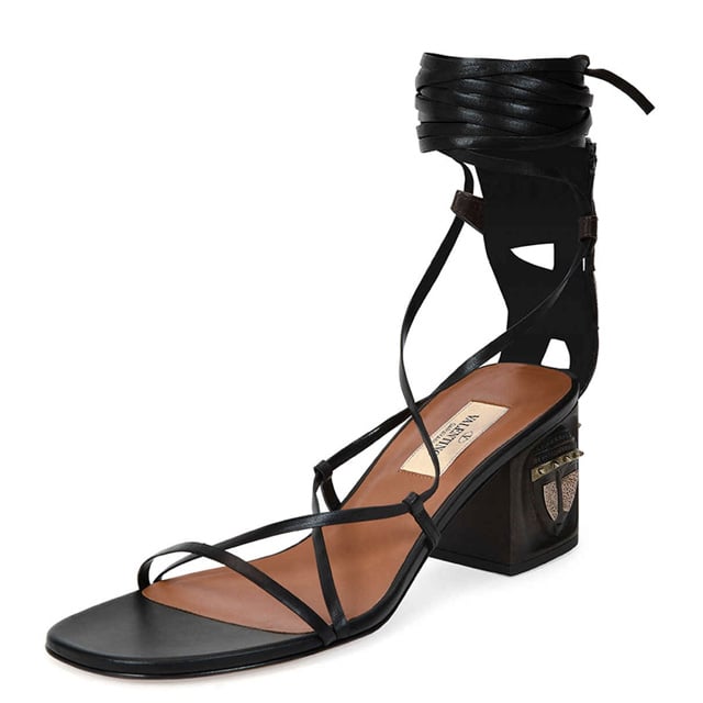 Valentino Mask-Heel Lace-Up Leather Sandal ($1,595)