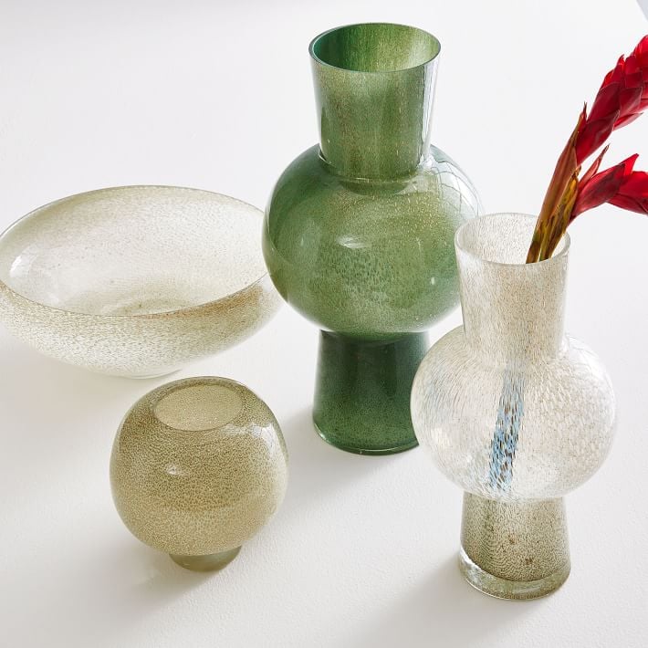 West Elm Jade Coloured Glass Vases