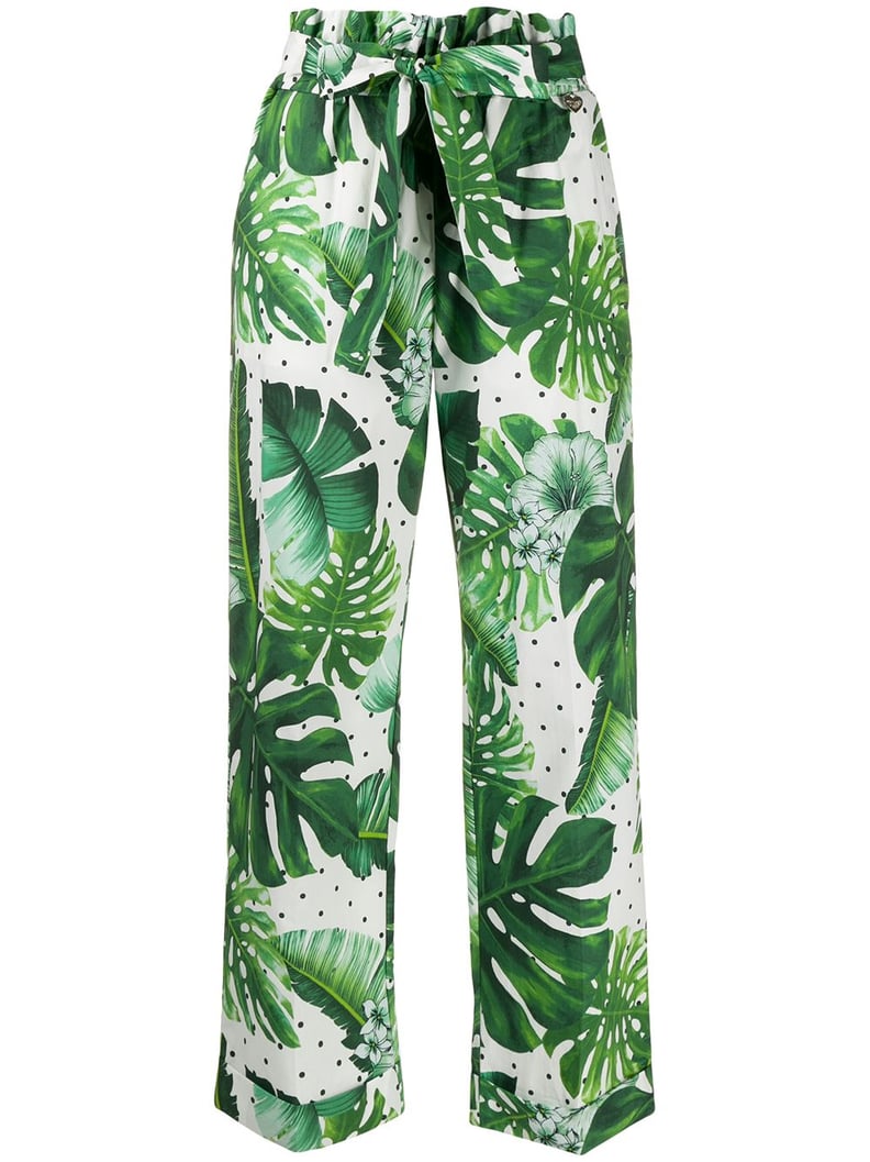 Twin-Set Palm Print Paperbag Trousers