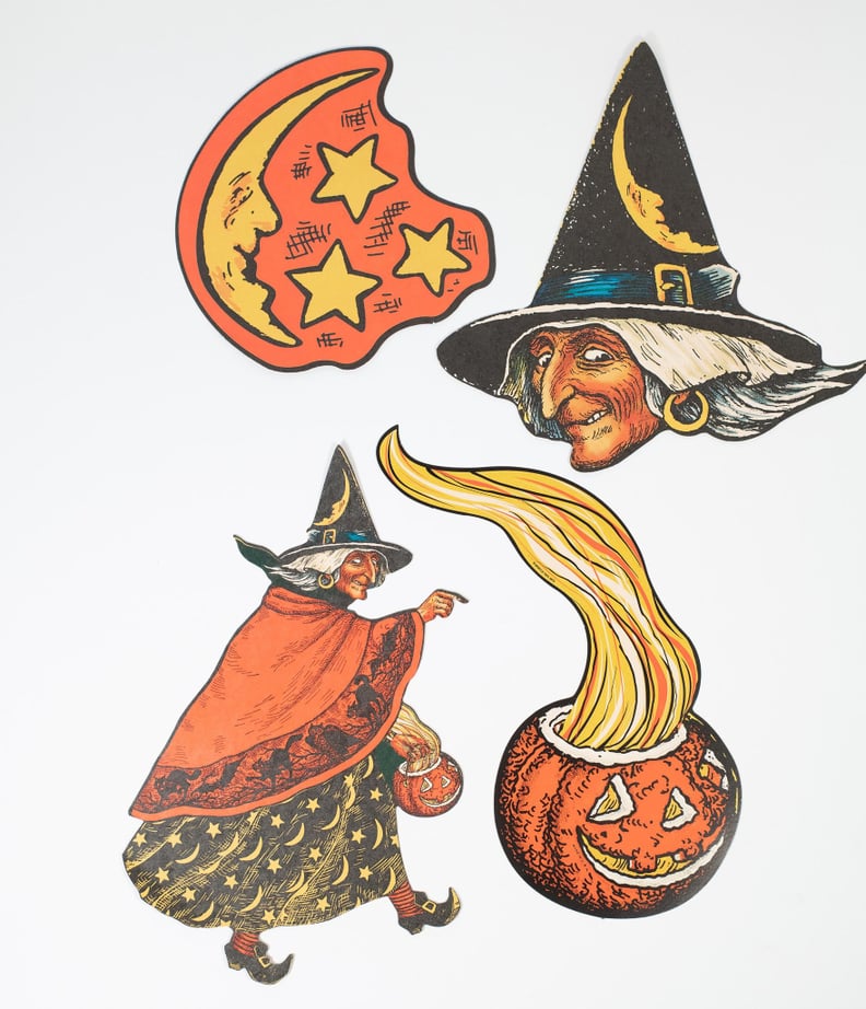 Vintage Halloween Illustration Paper Cutouts Set