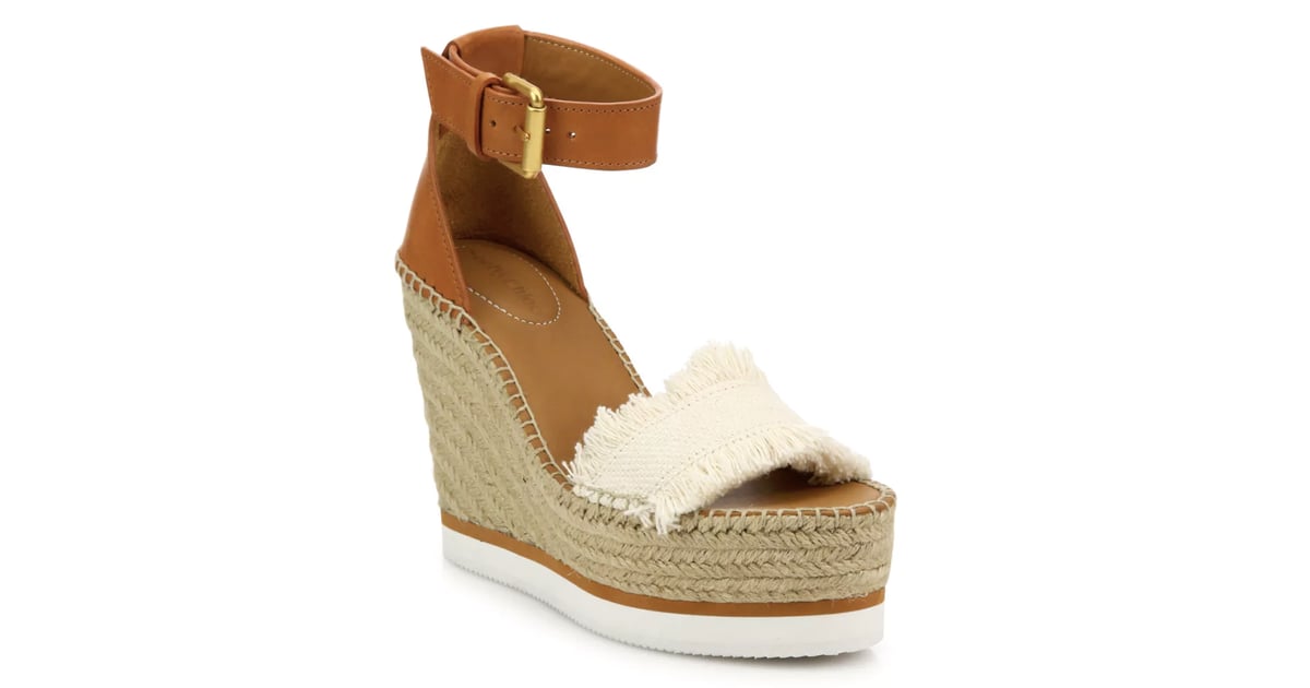 glyn leather & canvas platform espadrille wedge sandals