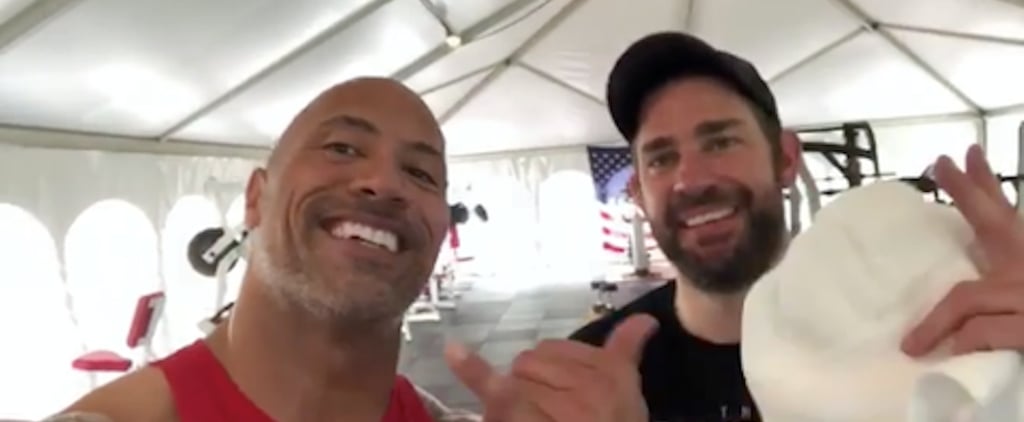 John Krasinski Talks Working Out With Dwayne Johnson