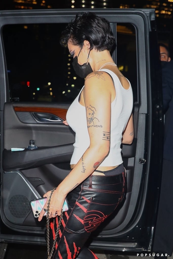 Halsey Wears Low-Rise Leather Pants to Harry Styles Concert