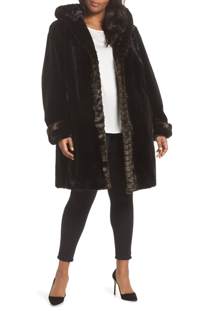 Gallery Hooded Faux Fur Coat