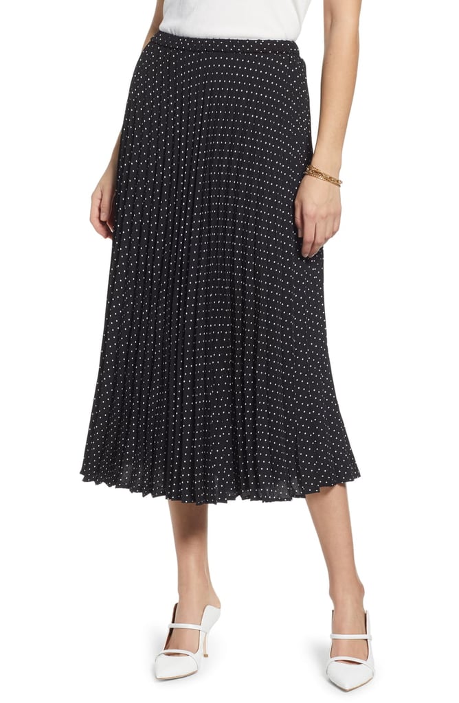 Halogen black pleated midi skirt sales
